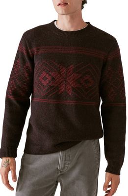 Lucky Brand Intarsia Crewneck Sweater in Wine Tating Combo