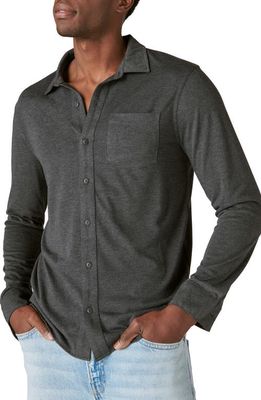 Lucky Brand Knit Button-Up Shirt in Charcoal