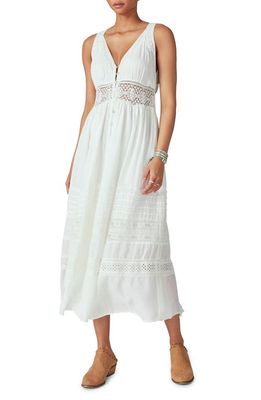 Lucky Brand Lace & Eyelet Trim Maxi Dress in Whisper White