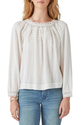 Lucky Brand Lace Trim Peasant Blouse in Whisper White