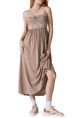 Lucky Brand Lace Trim Sleeveless Dress in Fawn