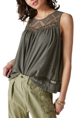 Lucky Brand Lace Trim Tank in Raven