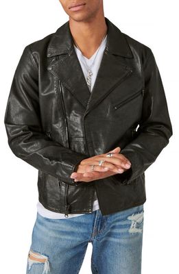 Lucky Brand Leather Moto Jacket in Black