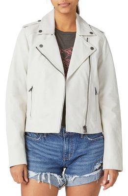 Lucky Brand Leather Moto Jacket in White