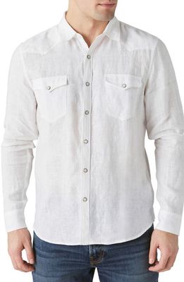 Lucky Brand Linen Button-Up Western Shirt in Bright White