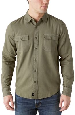 Lucky Brand Lived-In Solid Button-Up Shirt in Deep Lichen Green