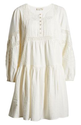Lucky Brand Long Sleeve Lace Inset Minidress in Gardenia