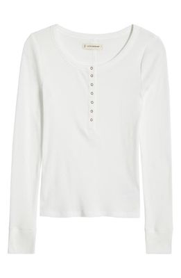 Lucky Brand Long Sleeve Rib Henley Shirt in Bright White