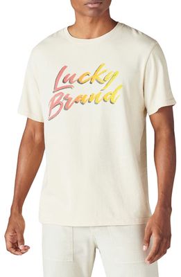 Lucky Brand Lucky Brush Logo Cotton Graphic Tee in Birch