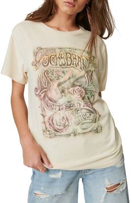 Lucky Brand Lucky Folk Poster Boyfriend Graphic Tee in Bleached Sand
