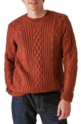 Lucky Brand Mixed Stitch Crewneck Sweater in Terracotta