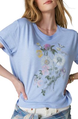Lucky Brand Monotone Floral Crop Graphic T-Shirt in Cornflower