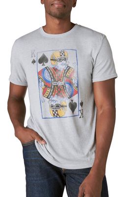 Lucky Brand Moto King Card Burnout Graphic T-Shirt in Silver