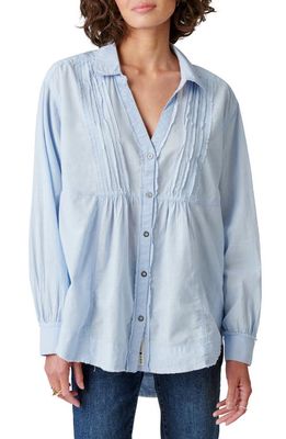 Lucky Brand Oversize Cotton Button-Up Shirt in Blue