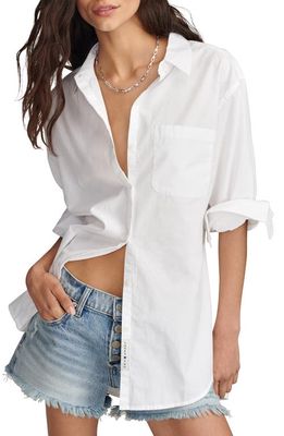 Lucky Brand Oversize Cotton Button-Up Shirt in Bright White