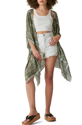Lucky Brand Paisley Print Wrap in Olive Multi