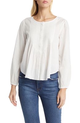 Lucky Brand Pintuck Cotton Blouse in Bright White