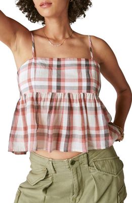 Lucky Brand Plaid Babydoll Camisole in Rust Plaid