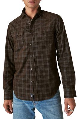 Lucky Brand Plaid Corduroy Snap-Up Western Shirt in Black