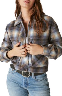 Lucky Brand Plaid Crop Jacket in Blue Multi Plaid