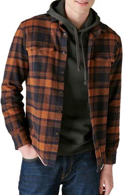 Lucky Brand Plaid Flannel Workwear Button-Up Shirt in Navy/orange