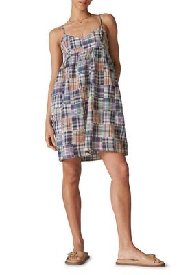 Lucky Brand Plaid Patchwork Cotton Babydoll Dress in Heritage Patchwork