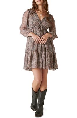 Lucky Brand Print Metallic Stripe Chiffon Dress in Misty Rose Paisley