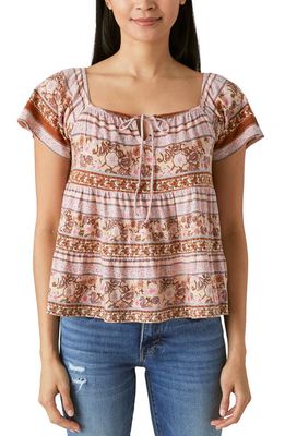 Lucky Brand Print Swing Top in Brown Multi