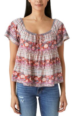 Lucky Brand Print Swing Top in Red Multi