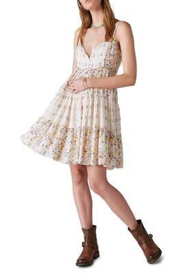 Lucky Brand Print Tiered Dress in Pink Ikat Mix