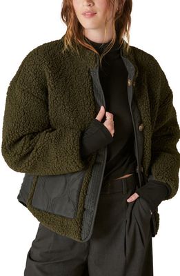 Lucky Brand Reversible Mixed Media Jacket in Olive Multi