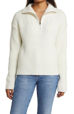 Lucky Brand Rib Half Zip Sweater in Whisper White