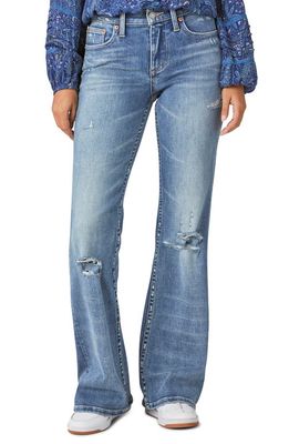 Lucky Brand Ripped Low Rise Flare Jeans in Feeling Blue