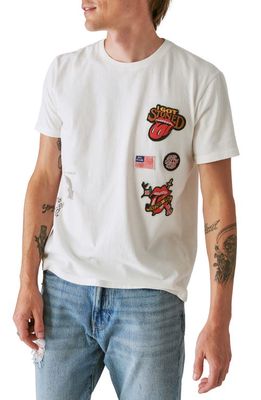 Lucky Brand Rolling Stones Patch T-Shirt in Marshmallow