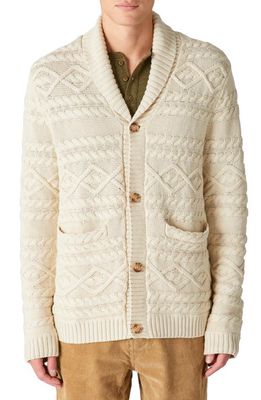 Lucky Brand Shawl Collar Cable Stitch Cardigan in Whitecap Gray