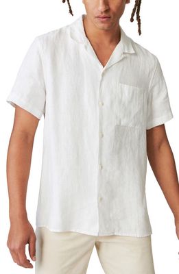 Lucky Brand Short Sleeve Linen Camp Shirt in Bright White