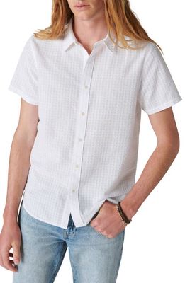 Lucky Brand Short Sleeve Seersucker Button-Up Shirt in White