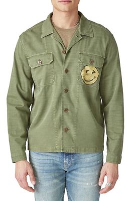 Lucky Brand Smiley Face Shirt Jacket in Four Leaf Clover