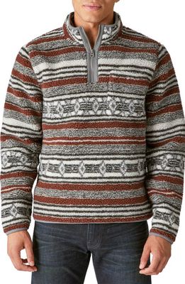 Lucky Brand Southwestern Print High Pile Fleece Utility Mock Neck Sweatshirt in Brown Multi