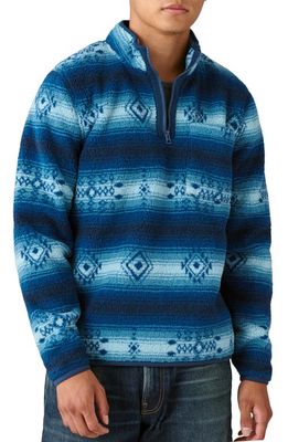 Lucky Brand Southwestern Print High Pile Fleece Utility Mock Neck Sweatshirt in Multi