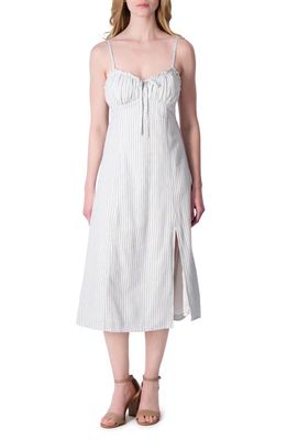 Lucky Brand Stripe Cotton & Linen Denim Dress in Navy Stripe