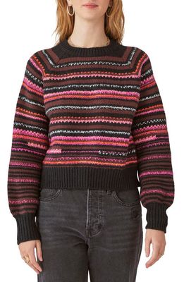 Lucky Brand Stripe Crewneck Sweater in Black Multi