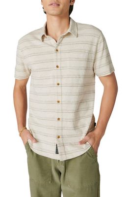 Lucky Brand Stripe Short Sleeve Cotton Blend Button-Up Shirt in Multi