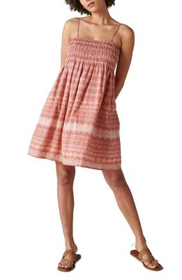 Lucky Brand Stripe Smocked Yoke Cotton Sundress in Ash Rose Multi