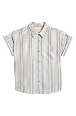 Lucky Brand Stripe Workwear Shirt in Ivory Multi
