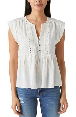 Lucky Brand Studded Babydoll Top in Cream