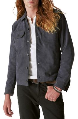 Lucky Brand Suede Military Shirt Jacket in Parisian Nights