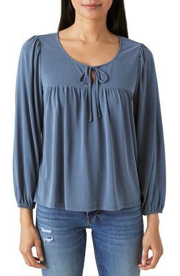 Lucky Brand Tie Front Top in Blue