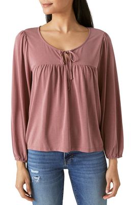 Lucky Brand Tie Front Top in Rose Brown
