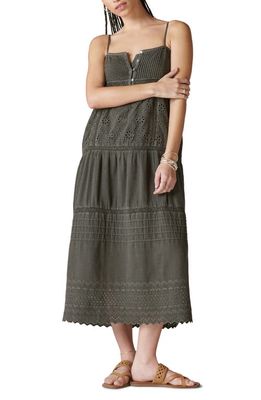 Lucky Brand Tiered Cotton Sundress in Raven